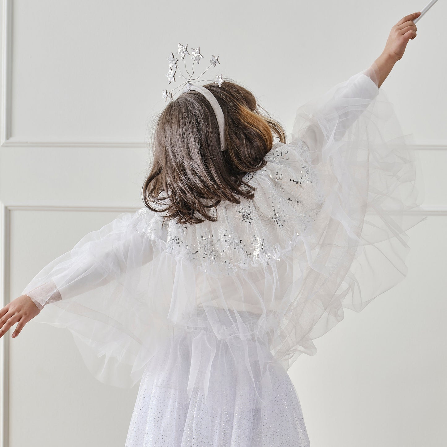 White & Silver Sparkle Fairy Princess Costume Cape- 4 Inner Pack