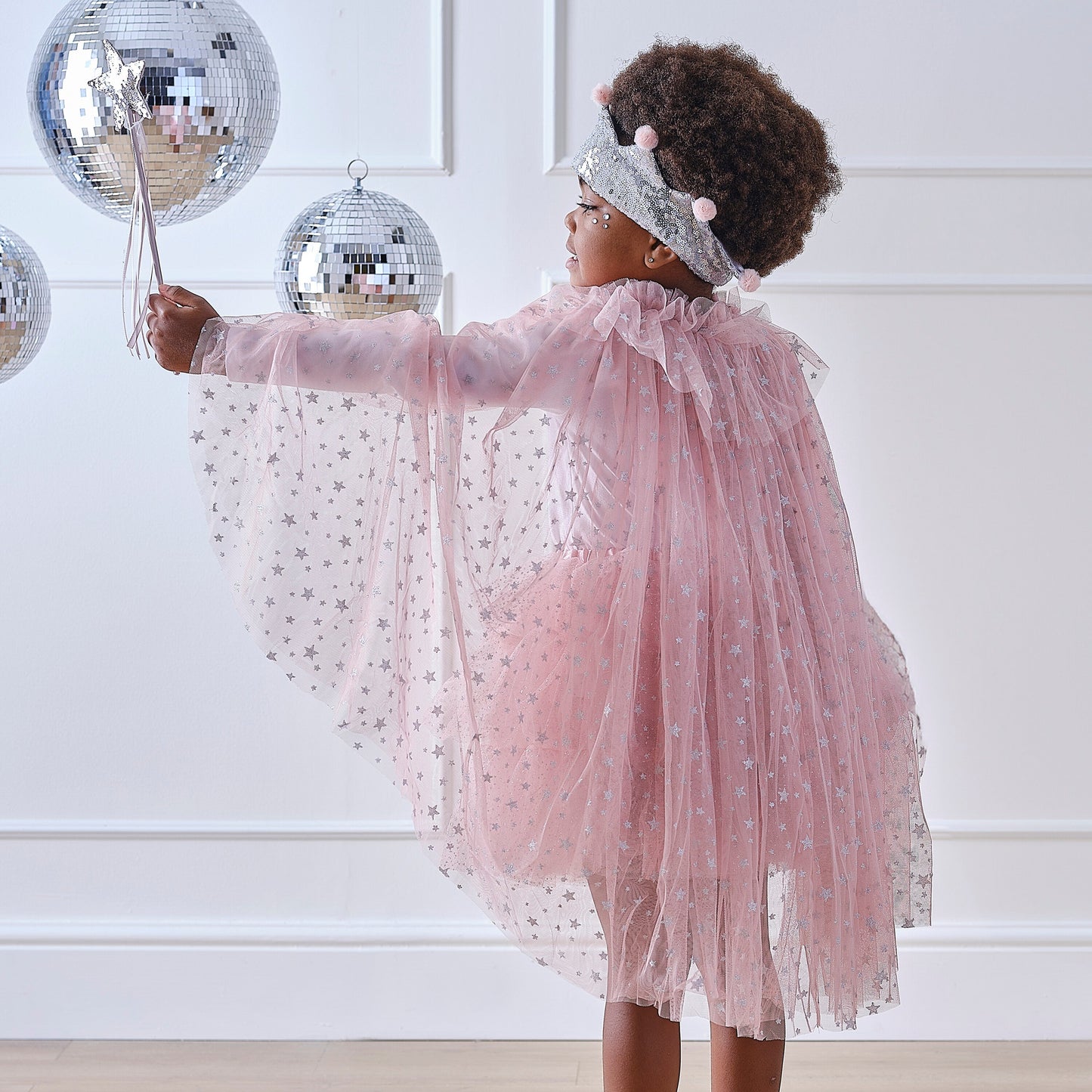 Pink & Silver Sparkle Fairy Princess Costume Cape- 4 Inner Pack