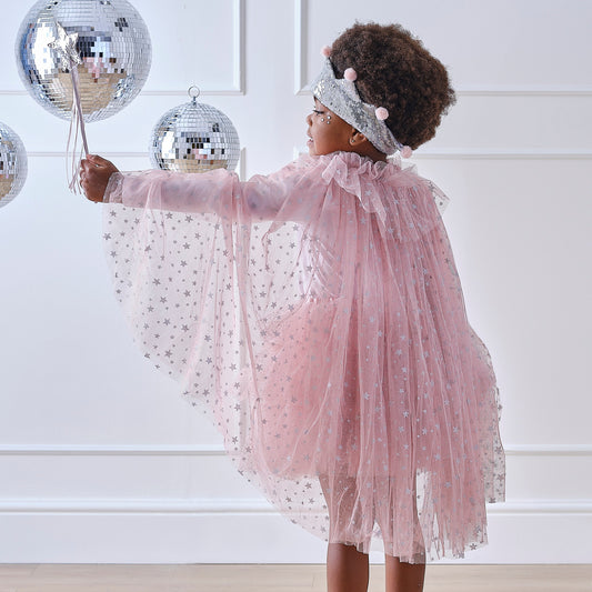 Pink & Silver Sparkle Fairy Princess Costume Cape- 4 Inner Pack