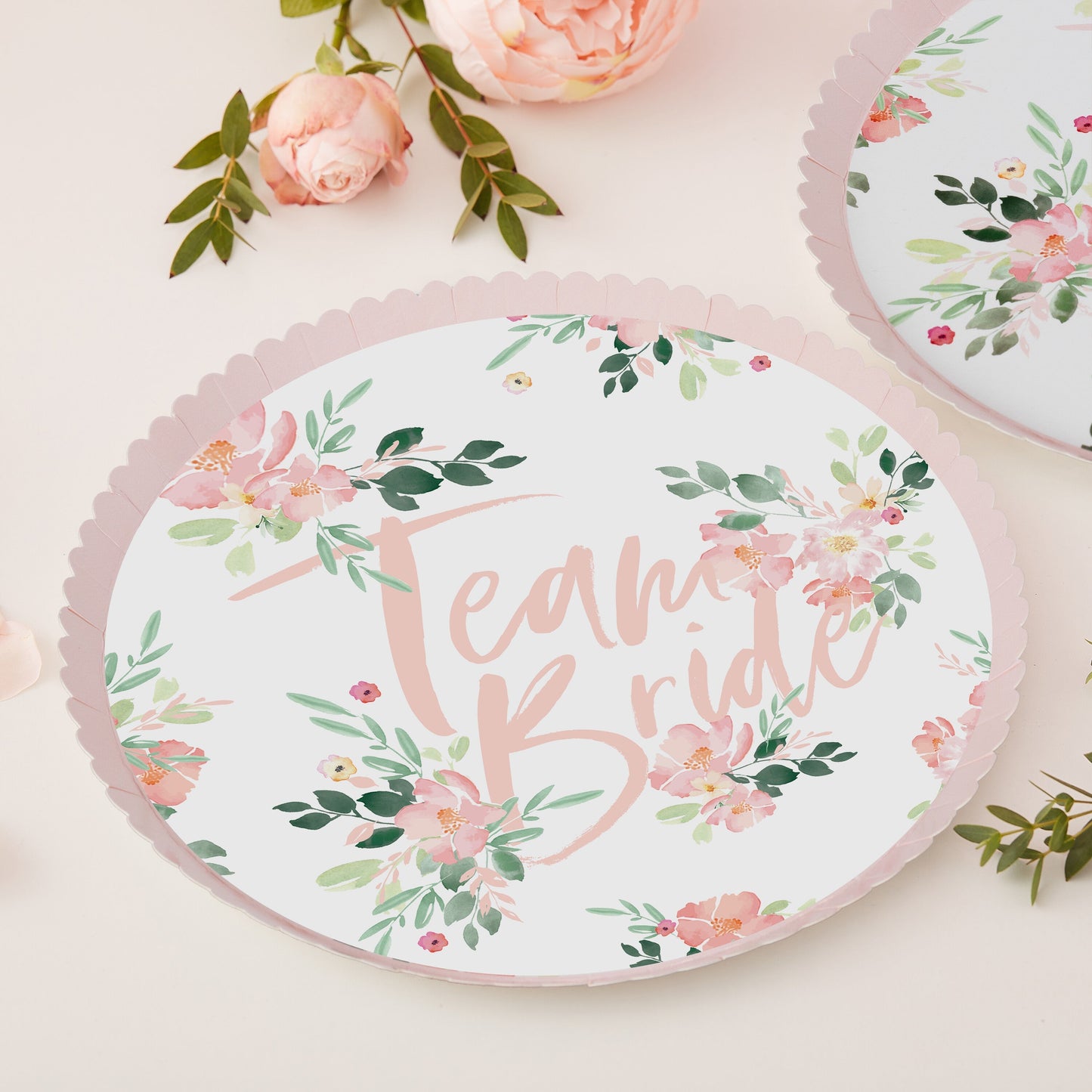 Team Bride Pink Floral Plates- 5 Inner Pack