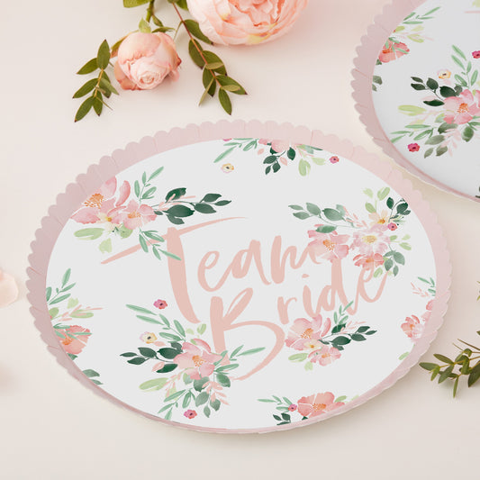 Team Bride Pink Floral Plates- 5 Inner Pack
