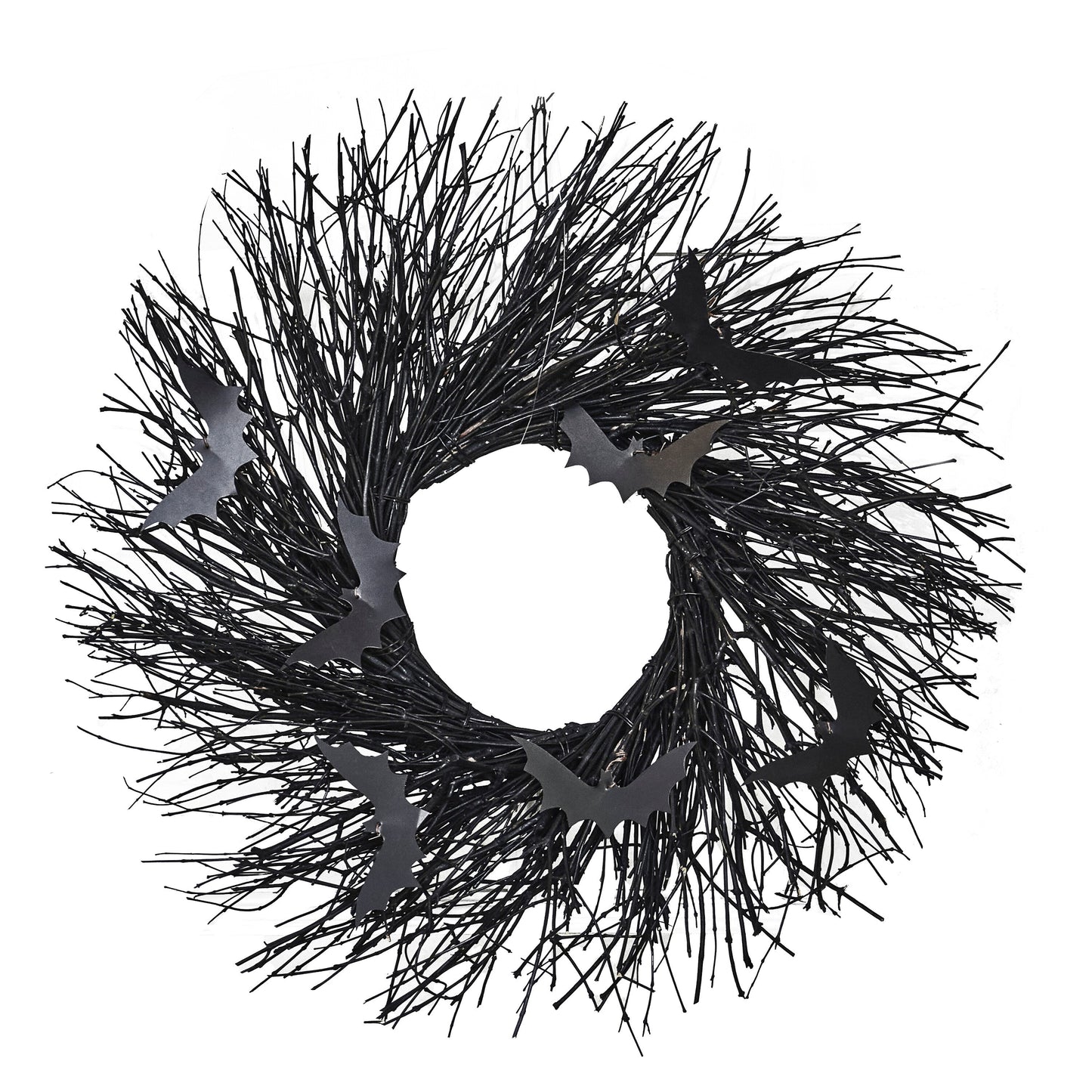 Black Twig Halloween Wreath with Bats- 5 Inner Pack