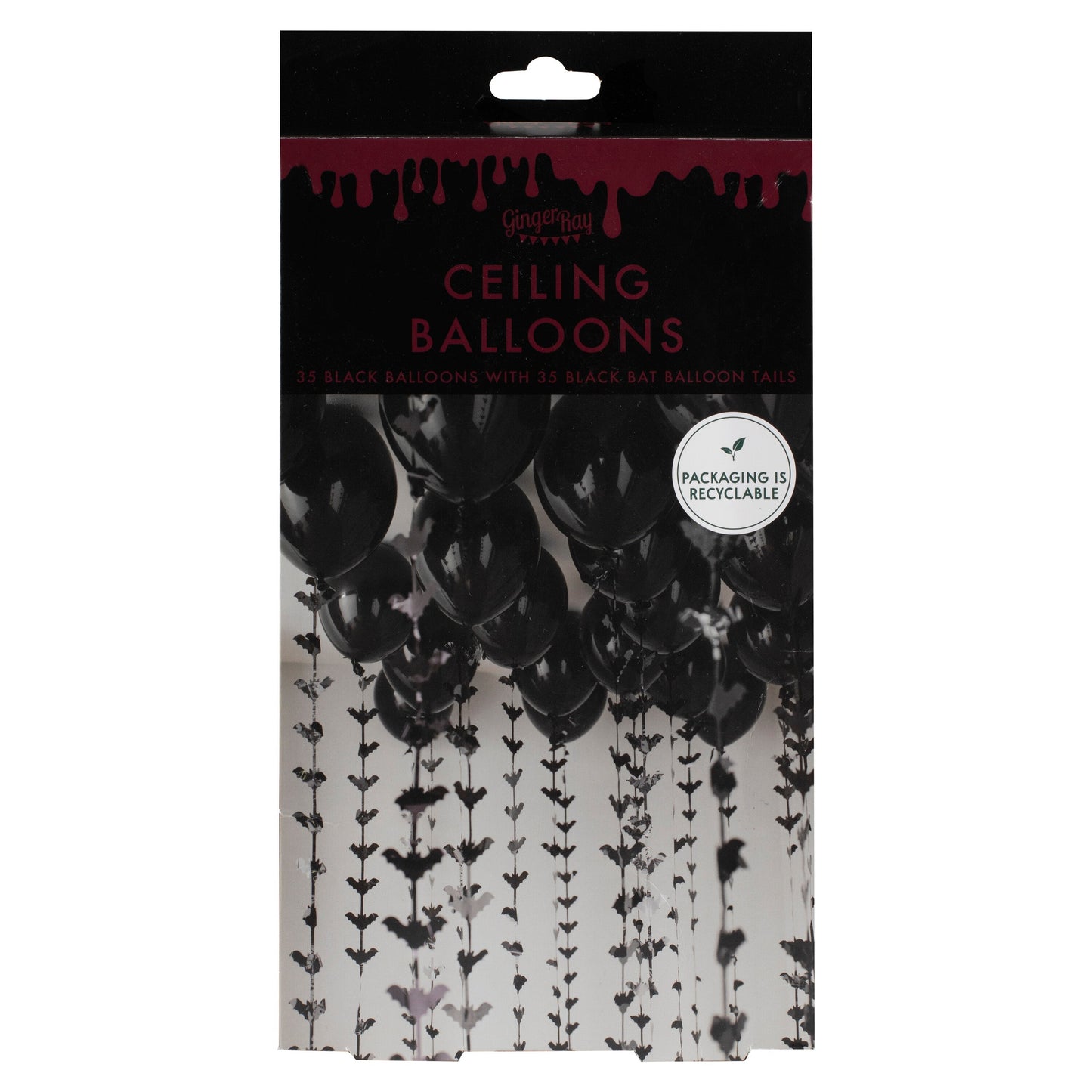 Halloween Balloons Ceiling Kit with Bat Balloon Tails- 5 Inner Pack