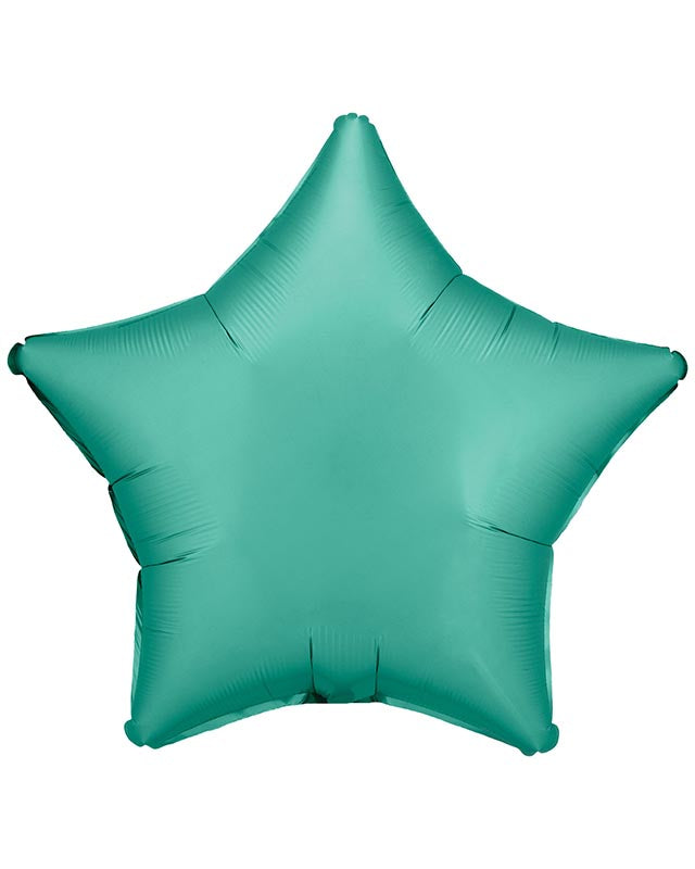 9914106 - Amscan Silk Lustre Jade Green Star Standard Unpackaged Foil Balloons C16 - 10 PC