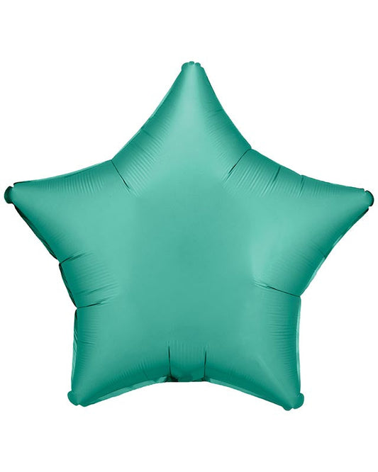 9914106 - Amscan Silk Lustre Jade Green Star Standard Unpackaged Foil Balloons C16 - 10 PC