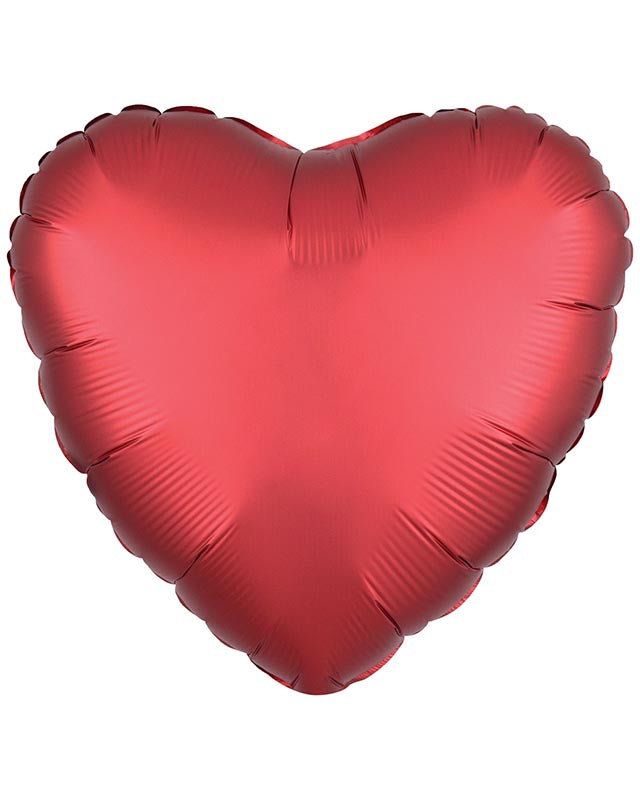 9914135 - Amscan Silk Lustre Dark Red Heart Standard Unpackaged Foil Balloons C16 - 10 PC