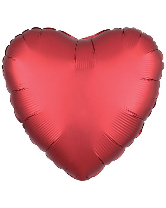9914135 - Amscan Silk Lustre Dark Red Heart Standard Unpackaged Foil Balloons C16 - 10 PC