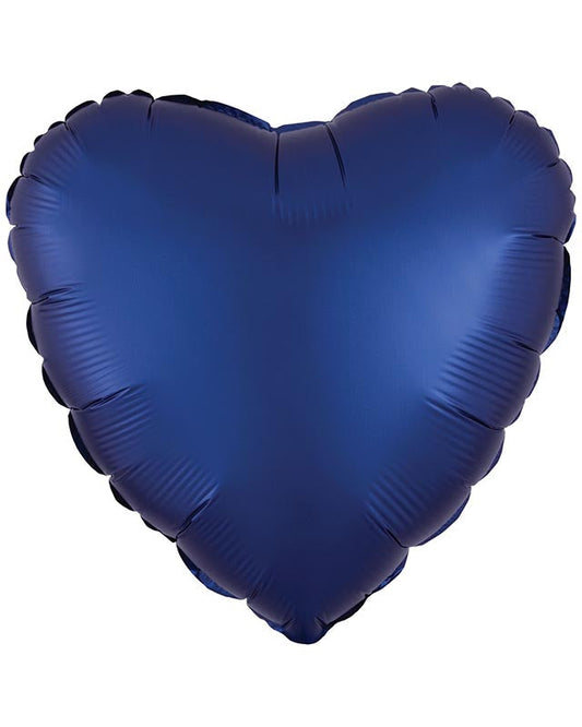 9914111 - Amscan Silk Lustre Navy Blue Heart Standard Unpackaged Foil Balloons C16 - 10 PC