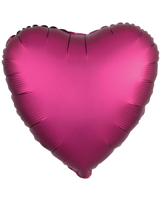 9914162 - Amscan Silk Lustre Pomegranate Heart Standard Unpackaged Foil Balloons C16 - 10 PC