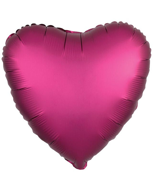 9914162 - Amscan Silk Lustre Pomegranate Heart Standard Unpackaged Foil Balloons C16 - 10 PC