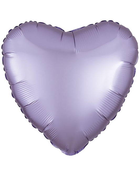 9914123 - Amscan Silk Lustre Pastel Lilac Heart Standard Unpackaged Foil Balloons C16 - 10 PC
