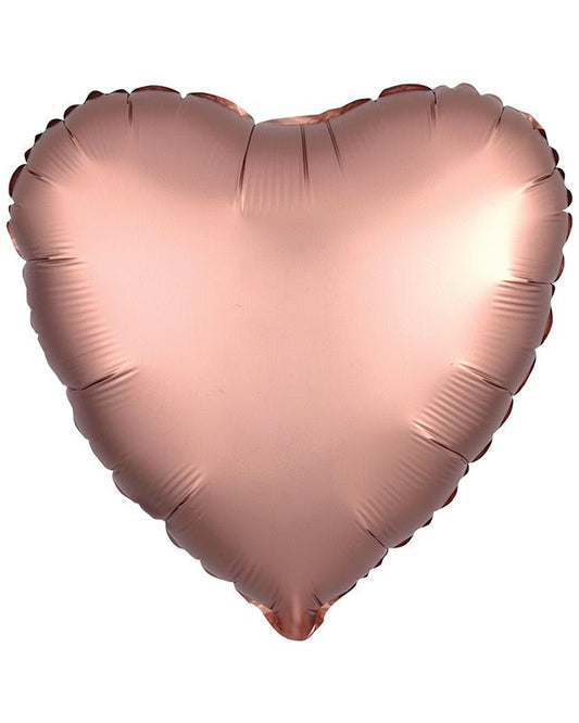 9914132 - Amscan Silk Lustre Rose Copper Heart Standard Unpackaged Foil Balloons C16 - 10 PC