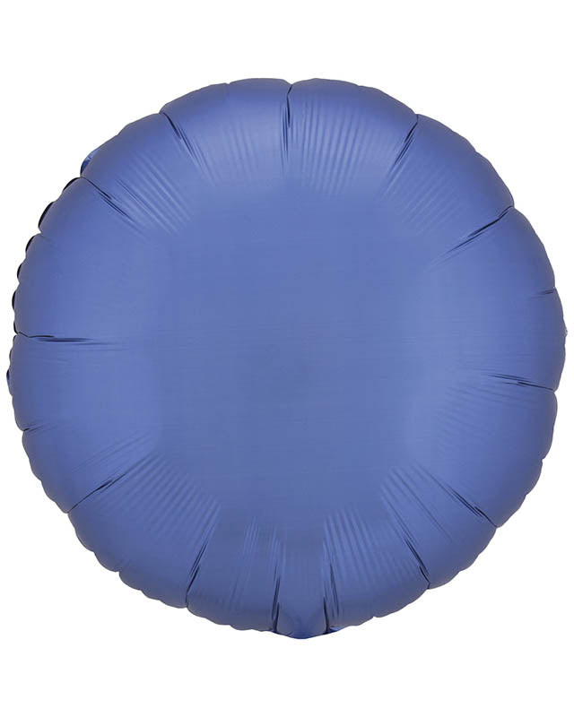 9914095 - Amscan Silk Lustre Azure Blue Circle Standard Unpackaged Foil Balloons C16 - 10 PC