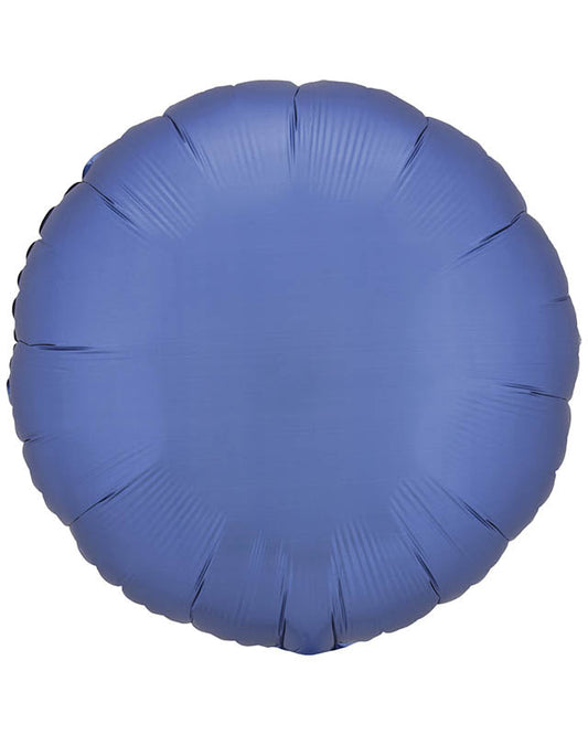9914095 - Amscan Silk Lustre Azure Blue Circle Standard Unpackaged Foil Balloons C16 - 10 PC