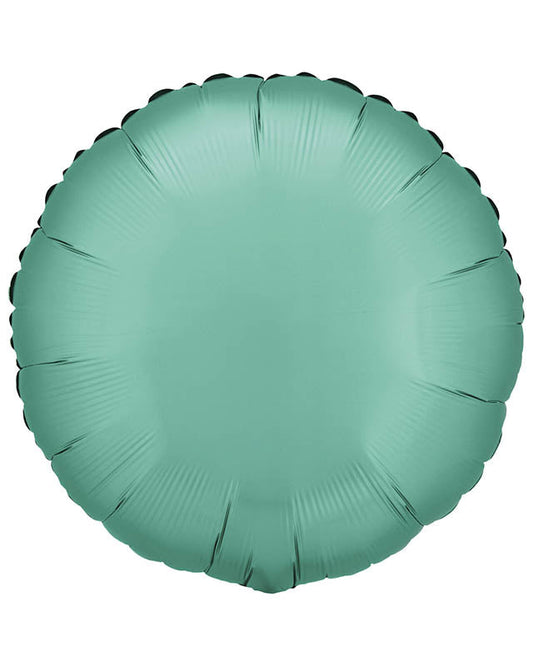 9914104 - Amscan Silk Lustre Jade Green Circle Standard Unpackaged Foil Balloons C16 - 10 PC