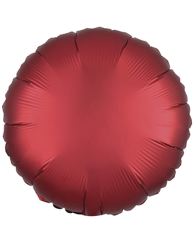 9914134 - Amscan Silk Lustre Dark Red Circle Standard Unpackaged Foil Balloons C16 - 10 PC