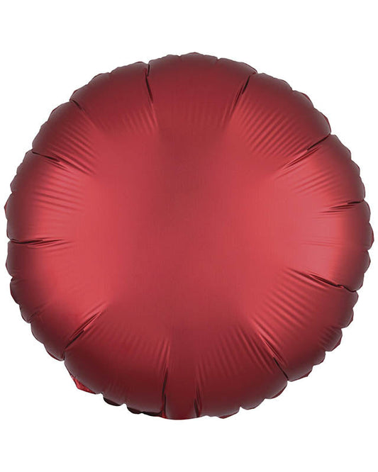 9914134 - Amscan Silk Lustre Dark Red Circle Standard Unpackaged Foil Balloons C16 - 10 PC