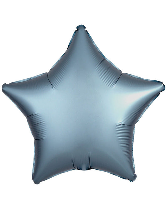 9914139 - Amscan Silk Lustre Steel Blue Star Standard Unpackaged Foil Balloons C16 - 10 PC