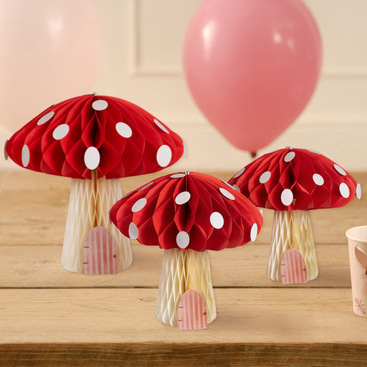 Paper Honeycomb Toadstool Decorations- 5 Inner Pack