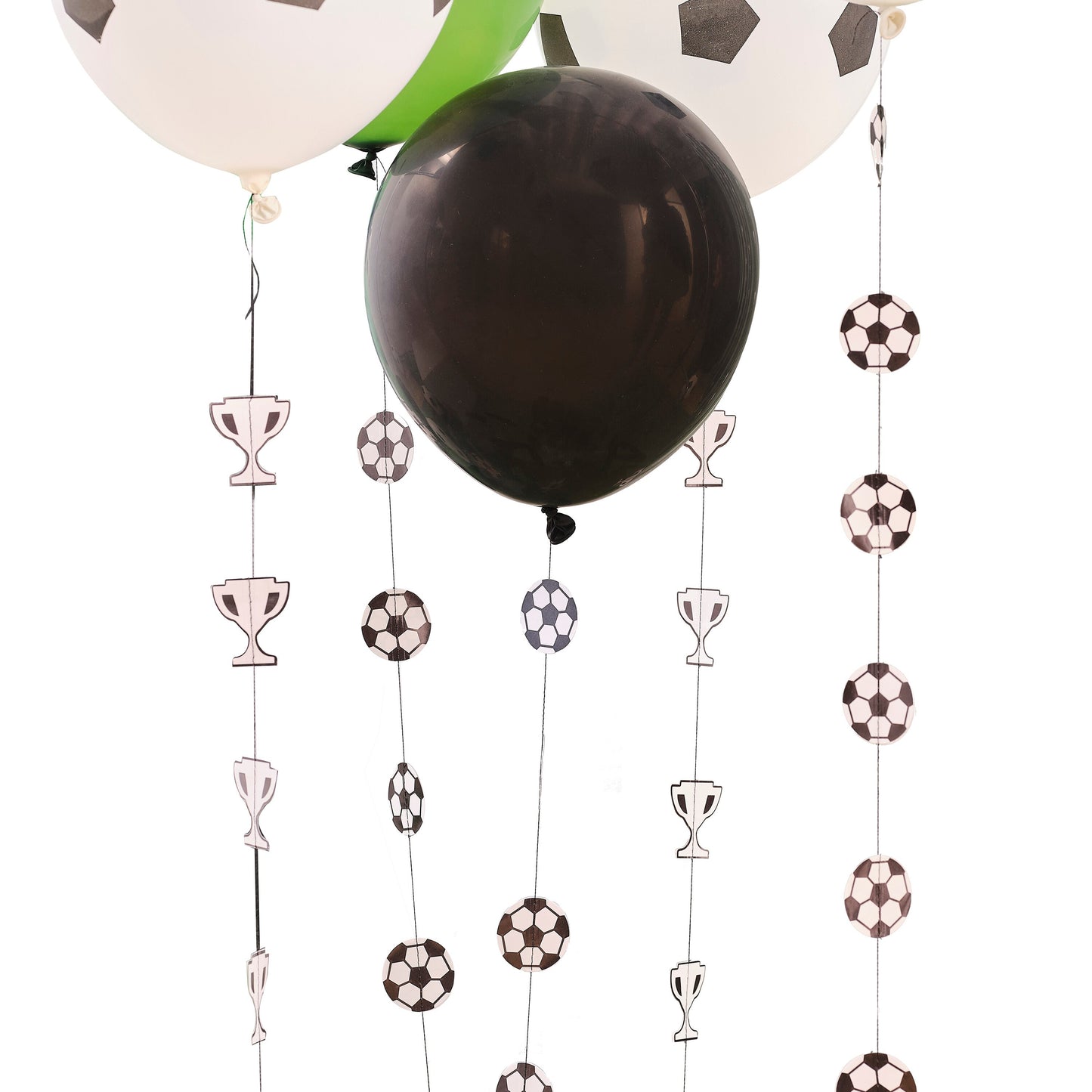 Black and White Football Balloon Tails- 5 Inner Pack