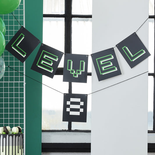 Customisable Age Black and Green Level Up Bunting- 5 Inner Pack
