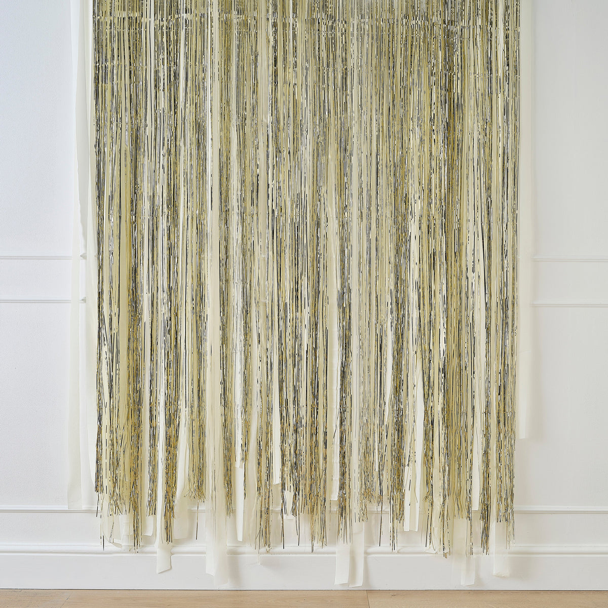Gold Foil Curtain Backdrop with Cream Paper Streamers- 5 Inner Pack