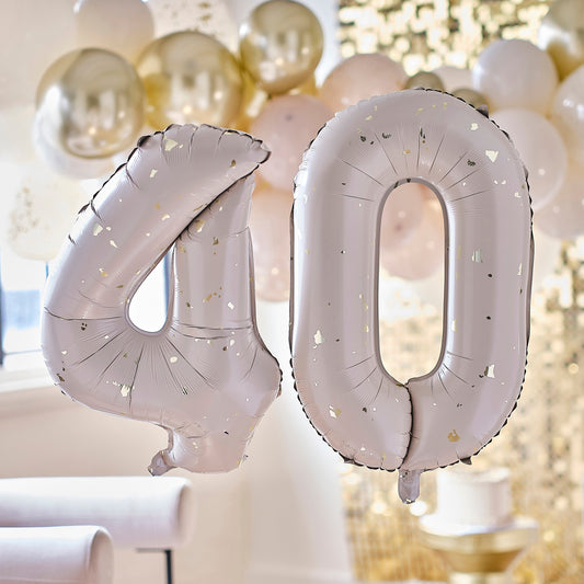 Gold Speckle 40th Birthday Balloons- 5 Inner Pack