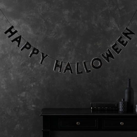 Black Felt Happy Halloween Bunting- 5 Inner Pack