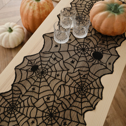 Black Spider Web Halloween Table Runner- 5 Inner Pack