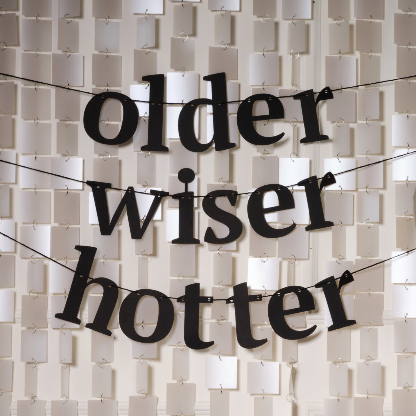 Black 'older, wiser, hotter' bunting- 5 Inner Pack
