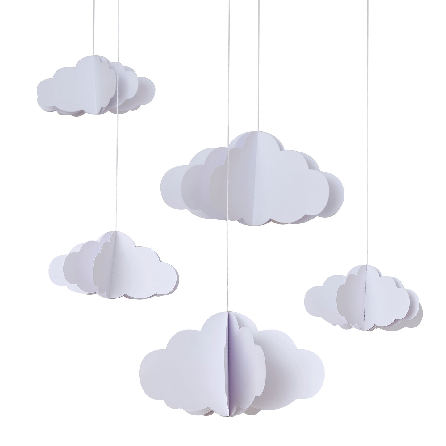 White 3D Hanging Cloud Decorations- 5 Inner Pack