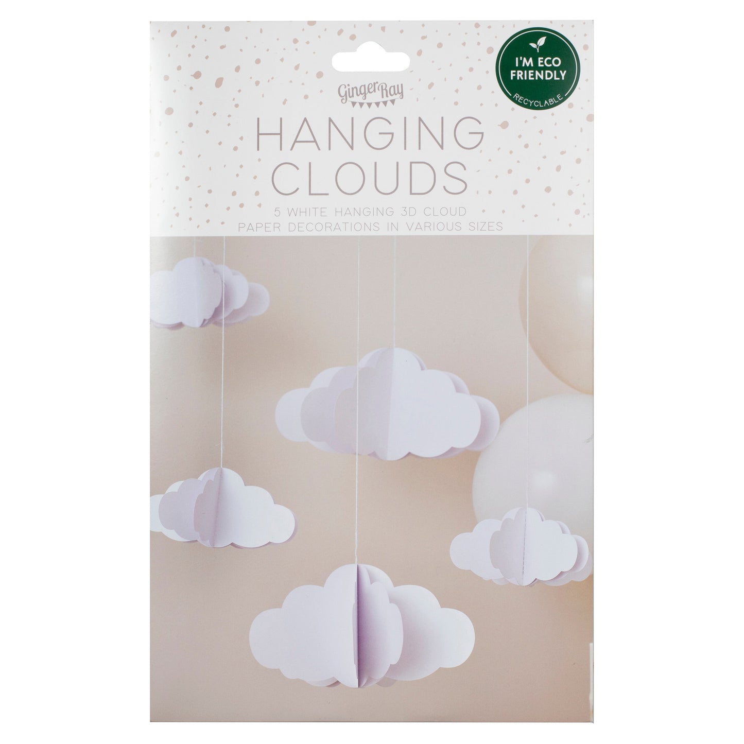White 3D Hanging Cloud Decorations- 5 Inner Pack