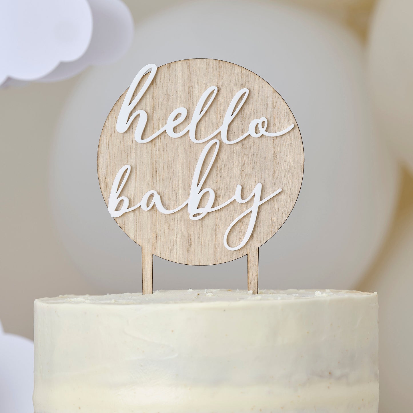 Hello Baby Wood and Acrylic Baby Shower Cake Topper- 5 Inner Pack