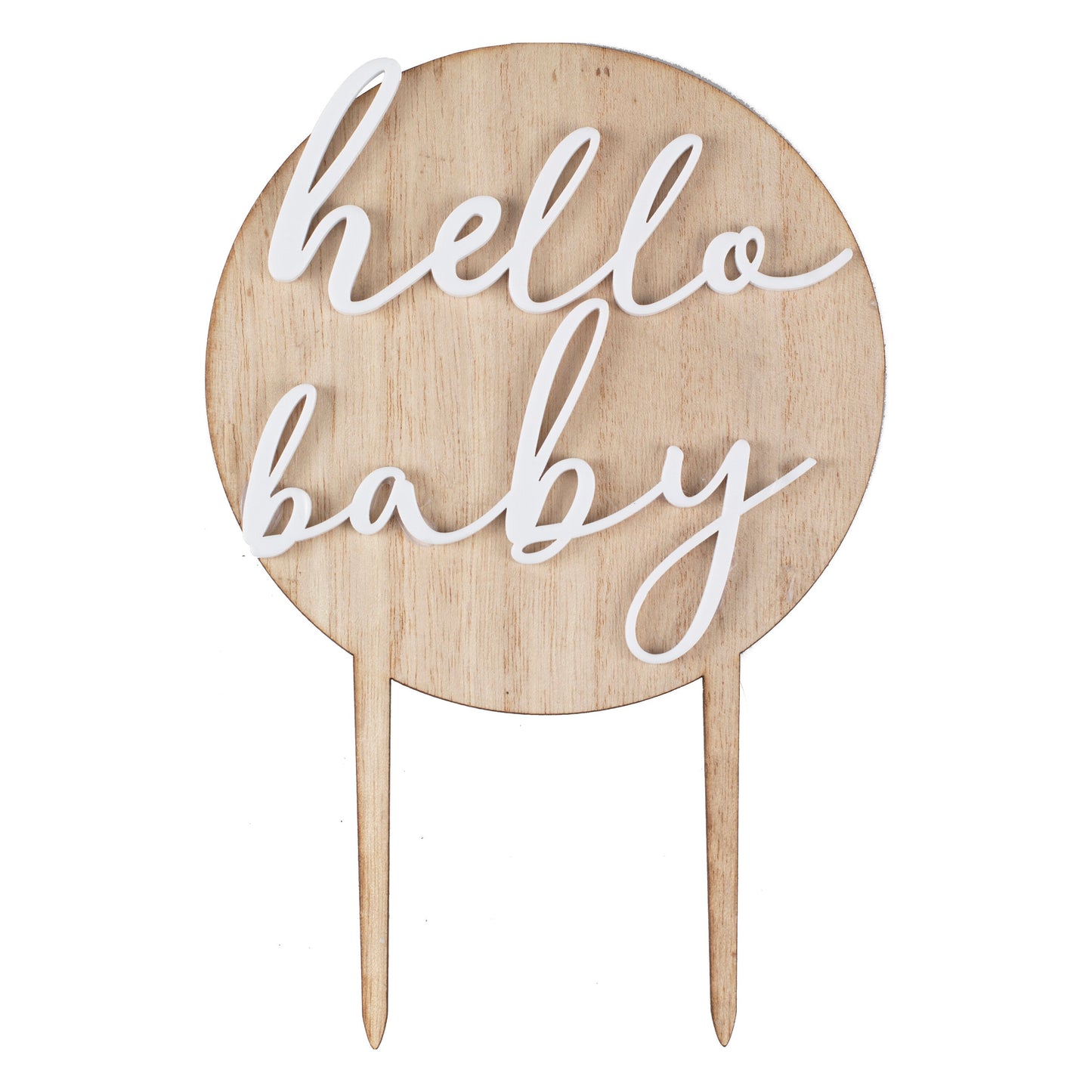 Hello Baby Wood and Acrylic Baby Shower Cake Topper- 5 Inner Pack