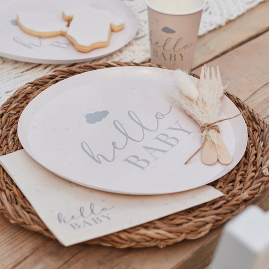 Hello Baby Neutral Baby Shower Plates- 5 Inner Pack