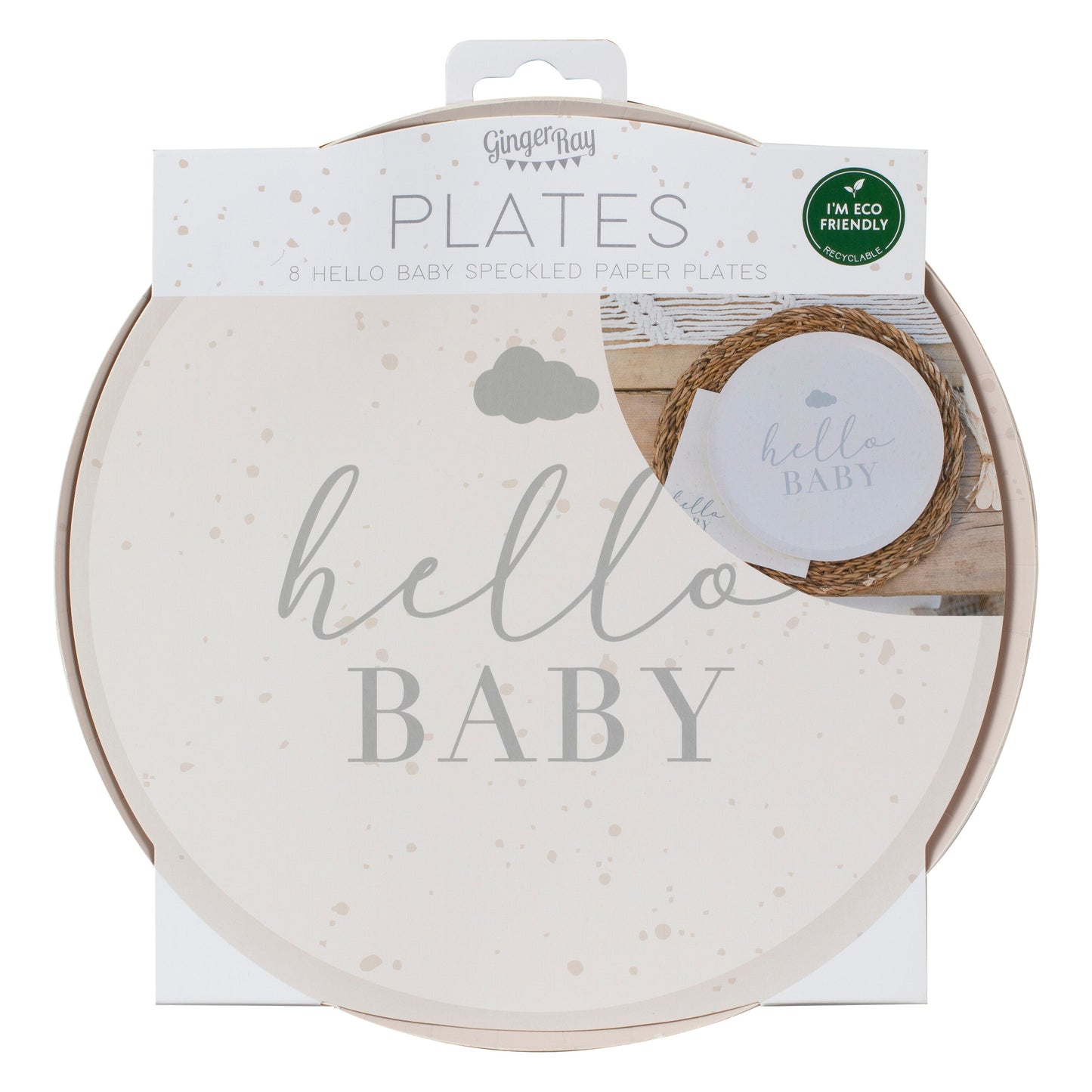 Hello Baby Neutral Baby Shower Plates- 5 Inner Pack