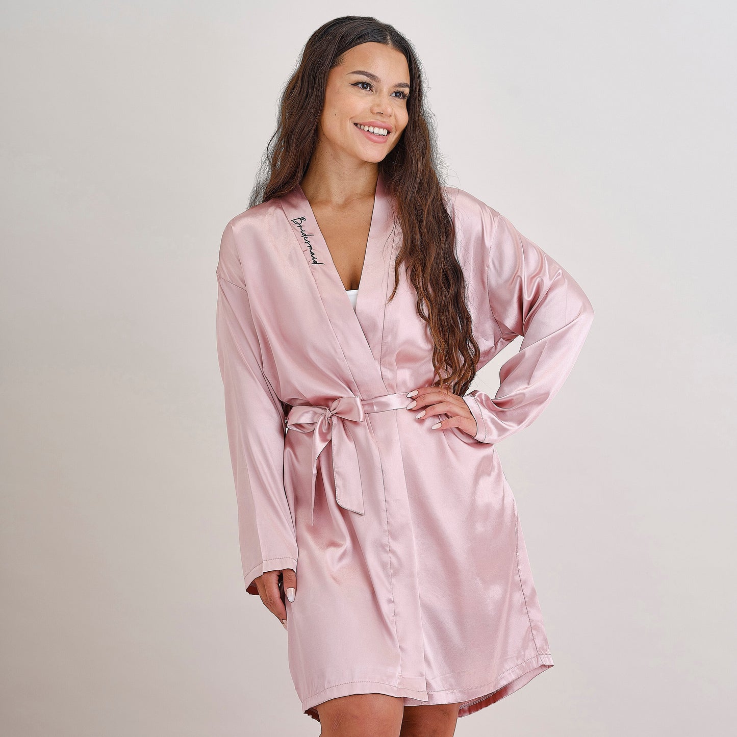 Pink Embroidered Bridesmaid Dressing Gown- 5 Inner Pack