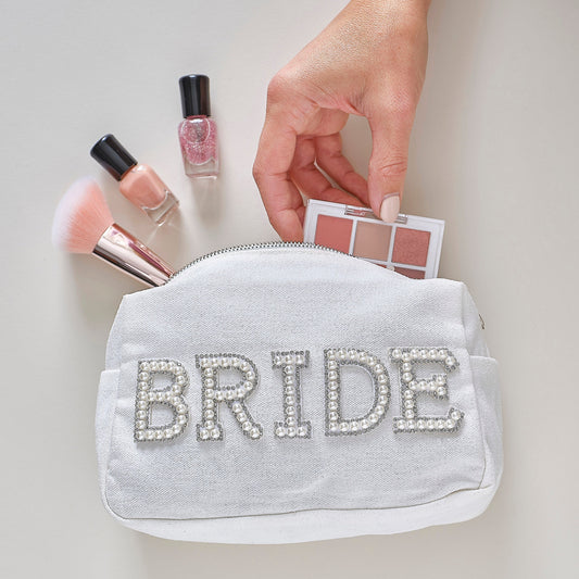 Embellished Pearl Bride Makeup Bag- 5 Inner Pack