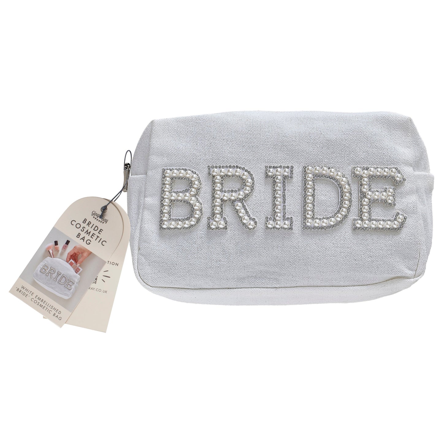 Embellished Pearl Bride Makeup Bag- 5 Inner Pack