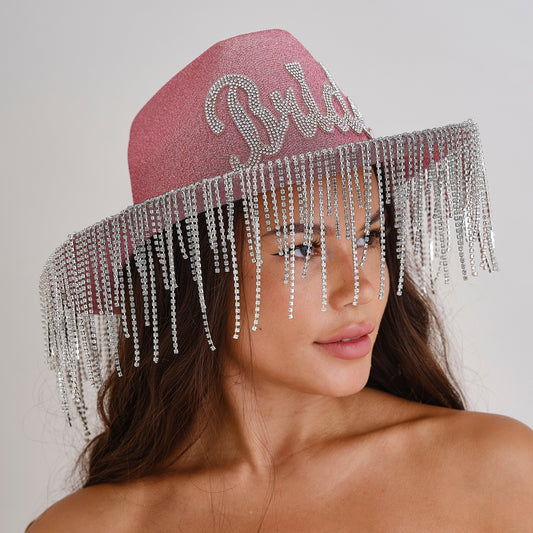Pink Glitter Bride Cowboy Hat- 5 Inner Pack