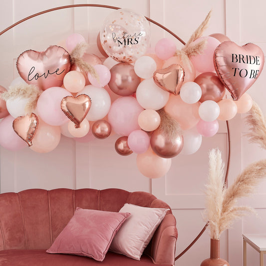 Pink, White, Peach and Rose Gold Hen Party Balloon Arch Kit- 5 Inner Pack