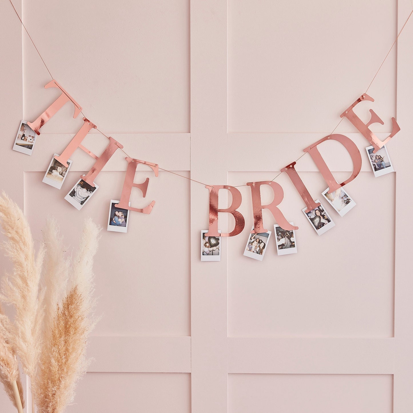 Rose Gold The Bride Hen Party Bunting with Photo Pegs- 5 Inner Pack