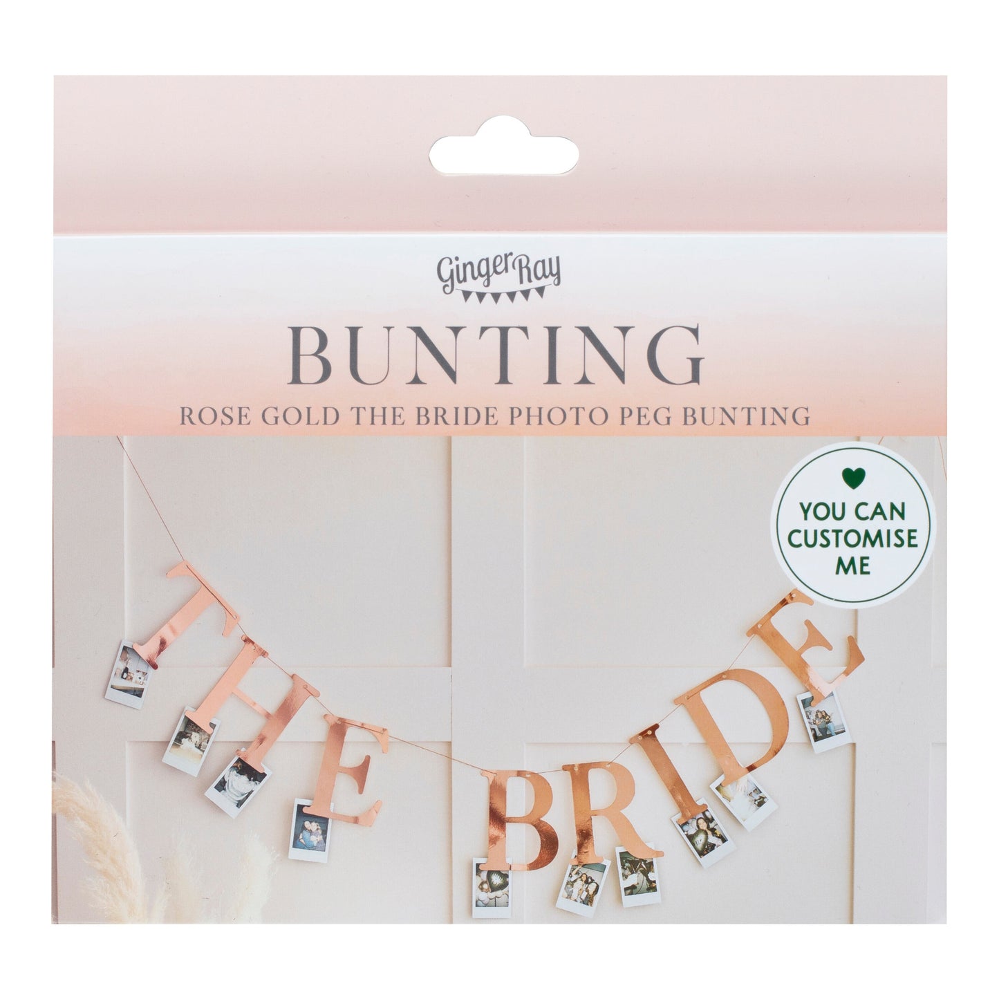 Rose Gold The Bride Hen Party Bunting with Photo Pegs- 5 Inner Pack