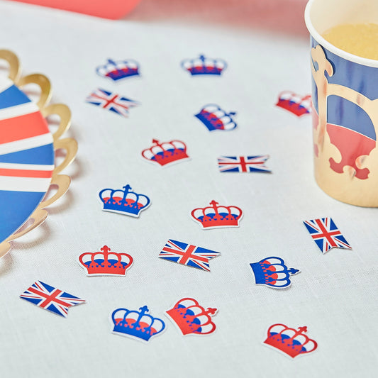 Union Jack & Crown Table Confetti- 10 Inner Pack