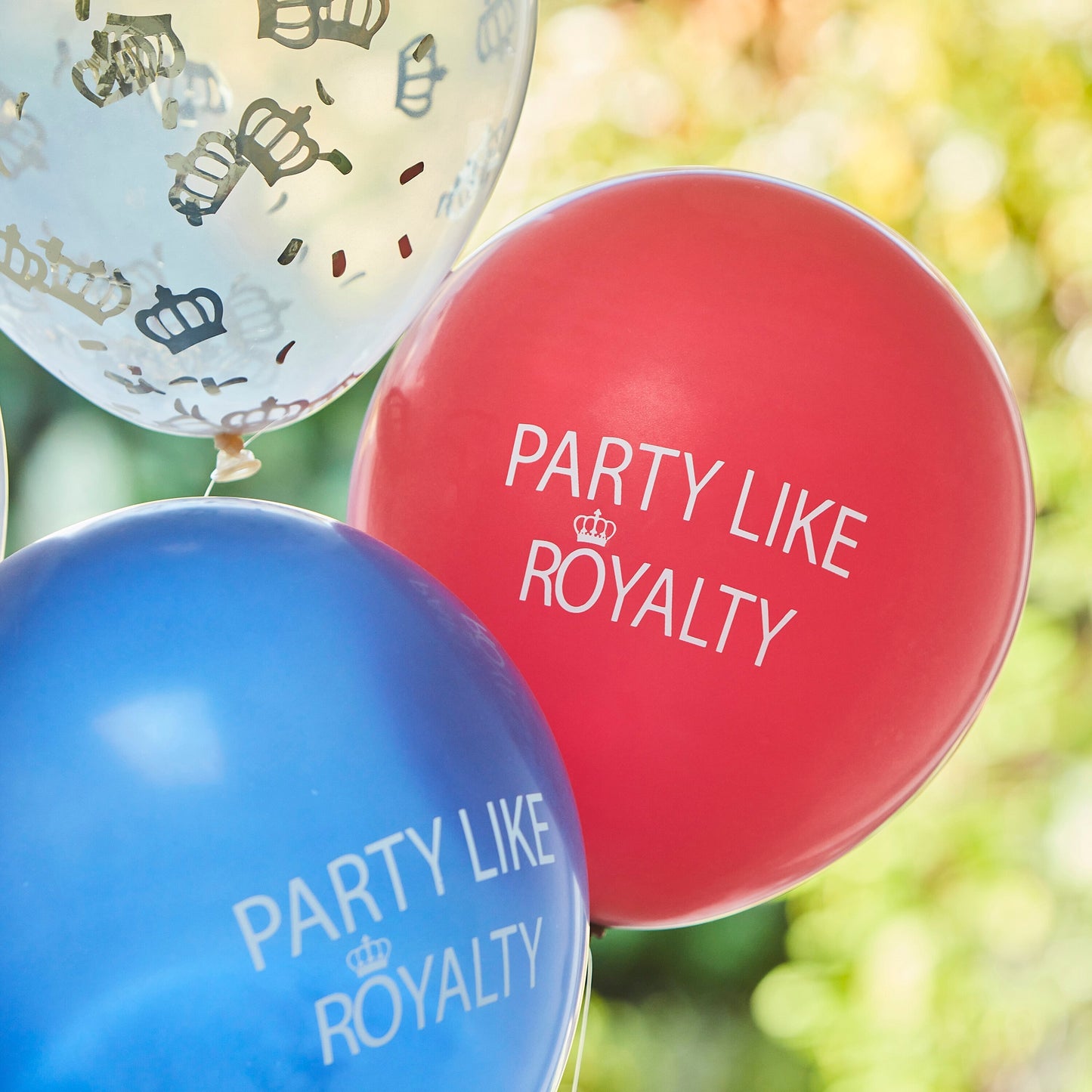 Red, White & Blue Party Like Royalty Confetti Balloons- 5 Inner Pack
