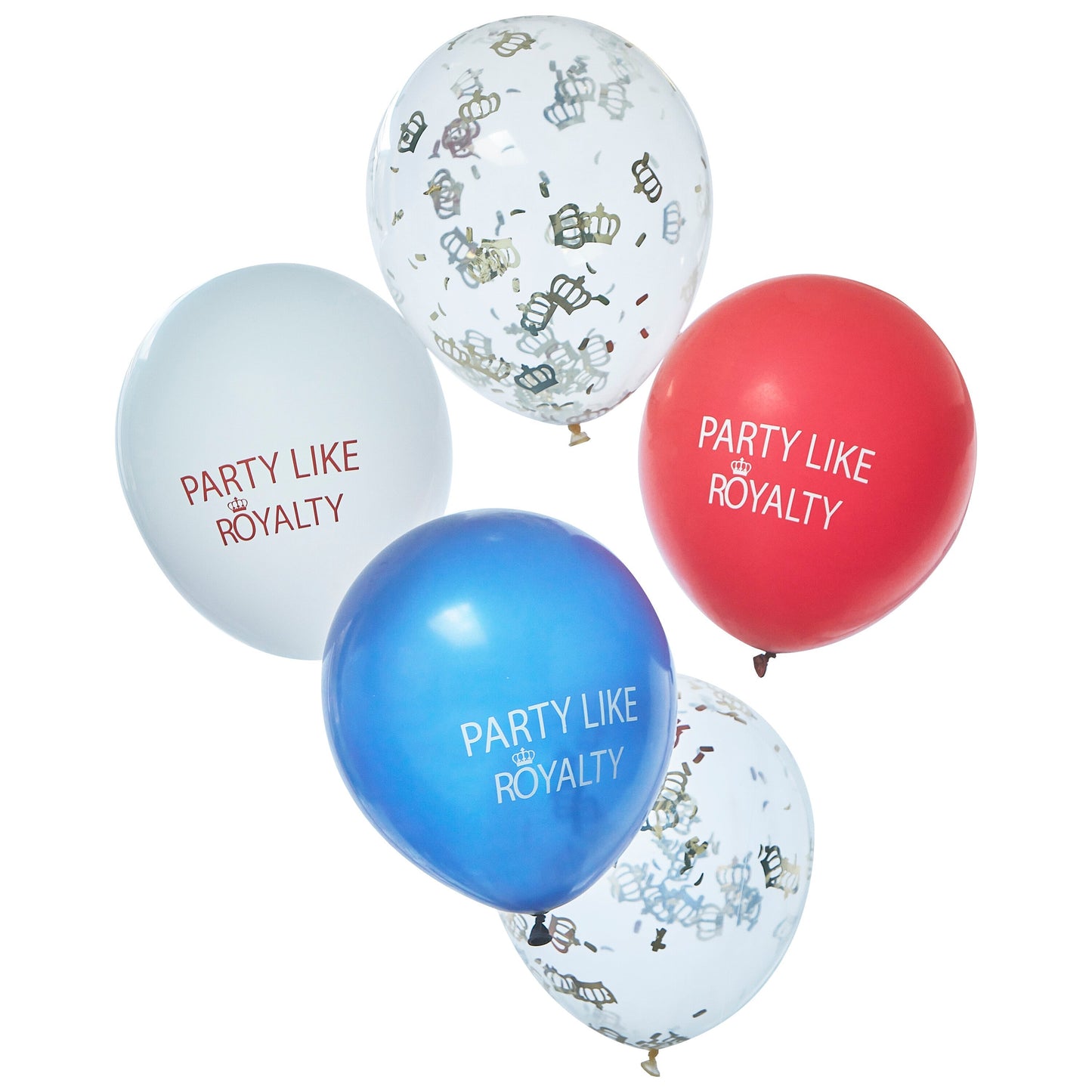 Red, White & Blue Party Like Royalty Confetti Balloons- 5 Inner Pack
