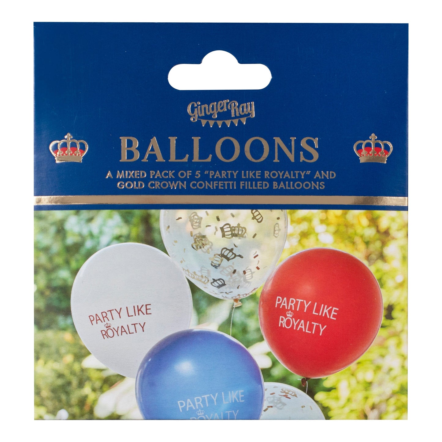 Red, White & Blue Party Like Royalty Confetti Balloons- 5 Inner Pack