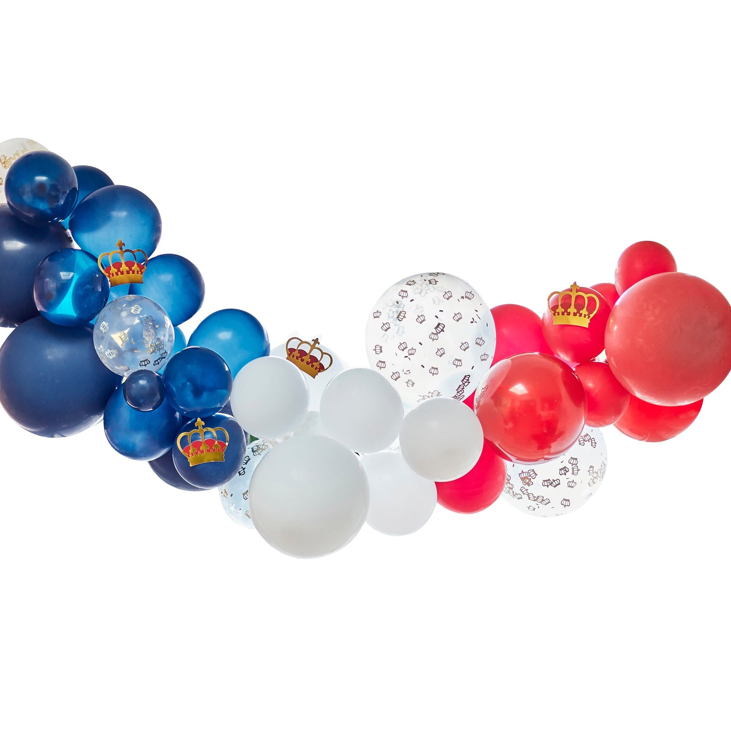 Red, White & Blue Balloon Arch With Crowns- 5 Inner Pack
