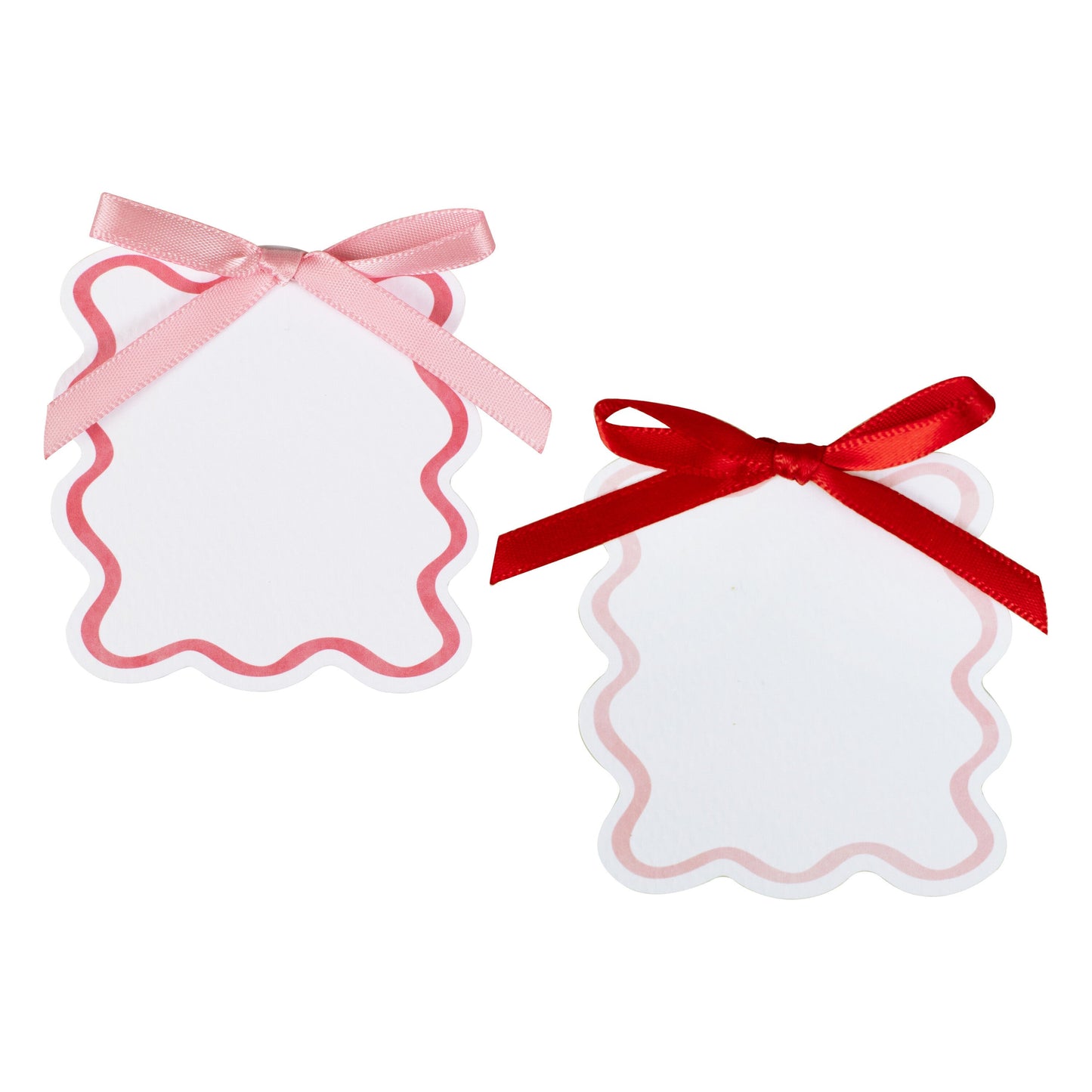 Wavy Place Cards with Pink and Red Bows- 5 Inner Pack