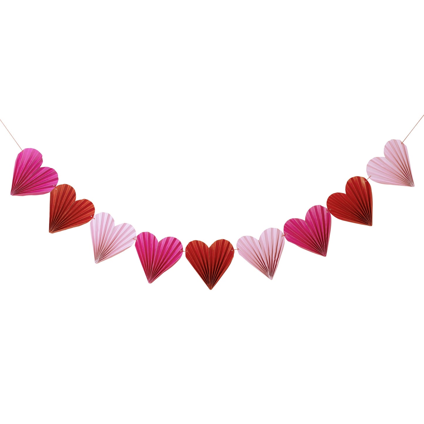 Pink and Red Paper Fan Heart Garland- 5 Inner Pack